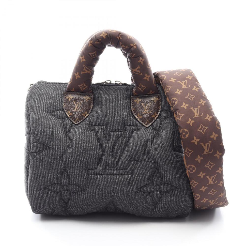 Louis Vuitton Speedy Bandouliere LV Pillow Handbag Canvas Gray Brown